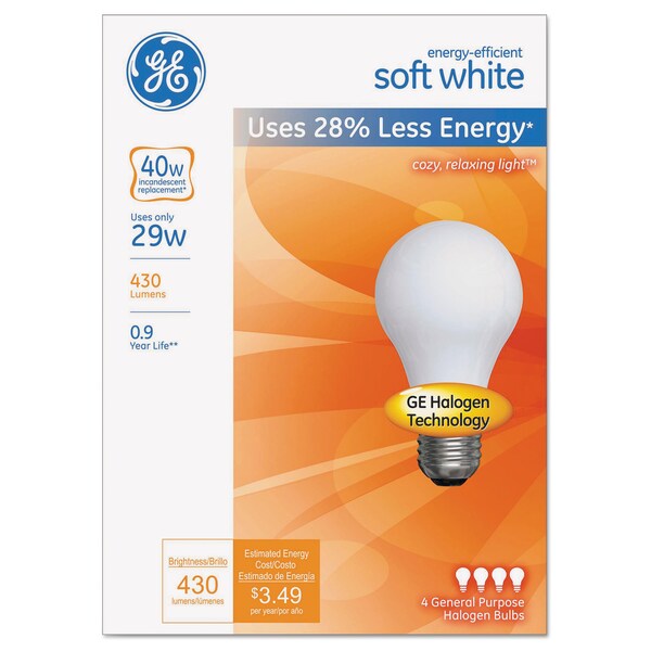 Ge Energy-Efficient Soft White 29 Watt A19, PK2 66246